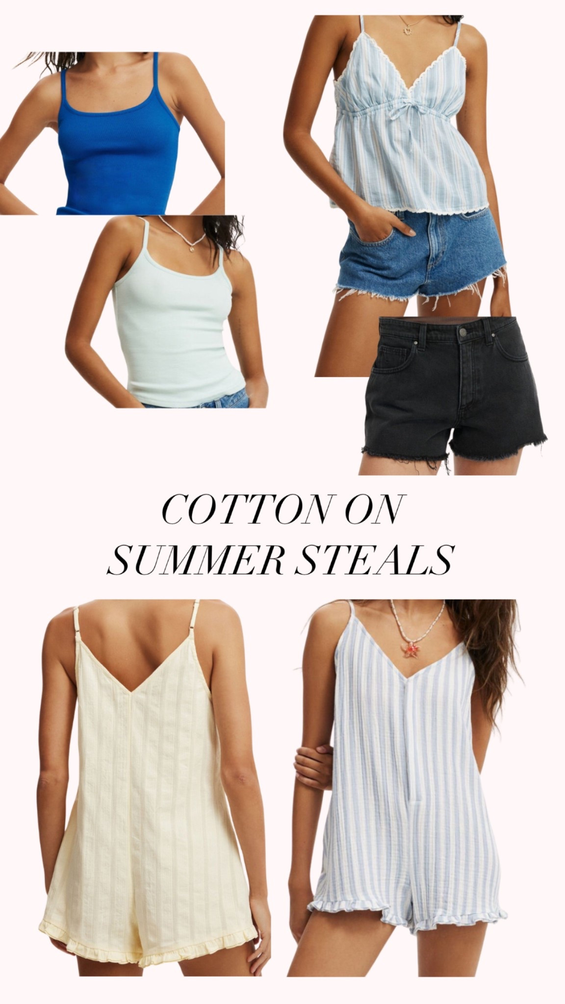 2 for $20 tanks
Summer rompers
Demon shorts