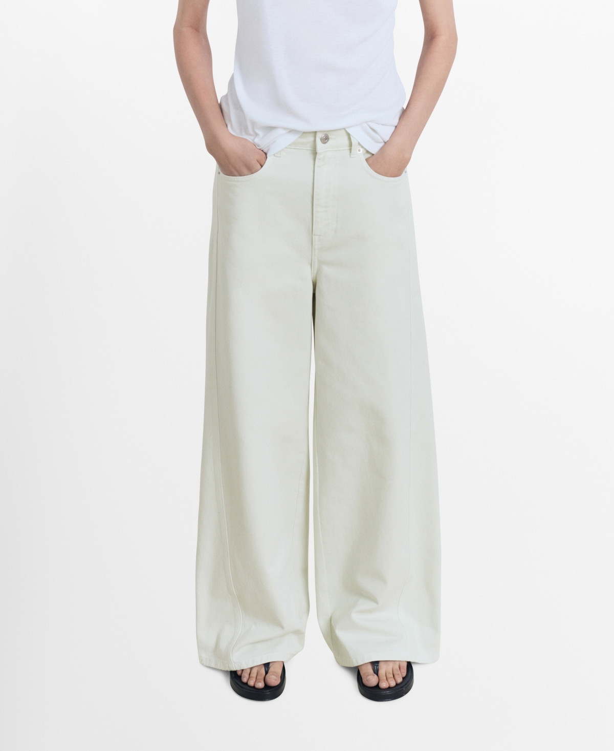 Mango Women's Wide Leg Mid-Rise Jeans - Pastel Green | Macy's