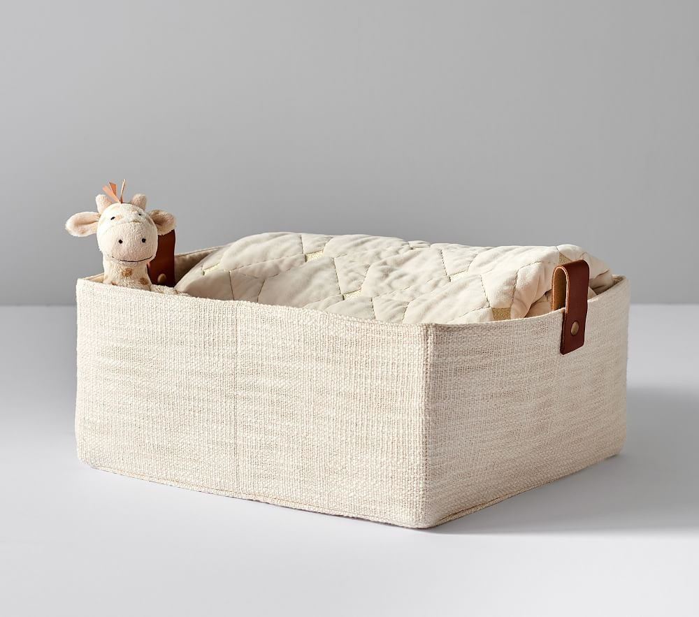 Linen and Leather Storage, Large | Pottery Barn Kids