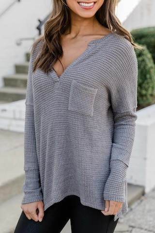 Always Loving You Most Grey Blouse | The Pink Lily Boutique
