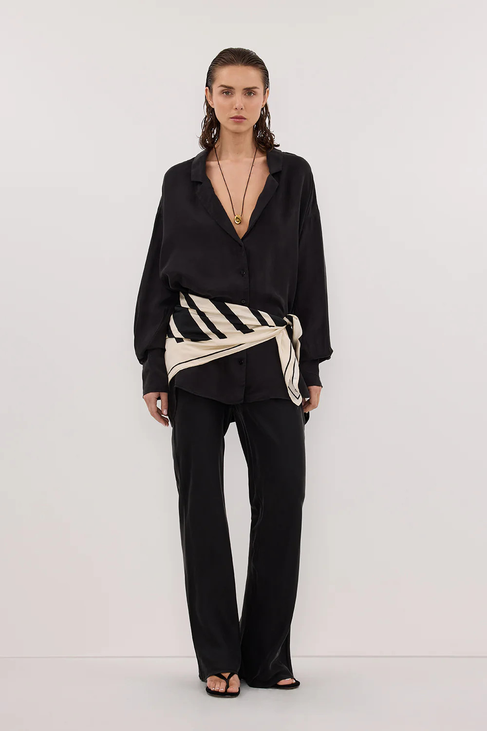 LUCILLE BLACK CUPRO SHIRT | DISSH