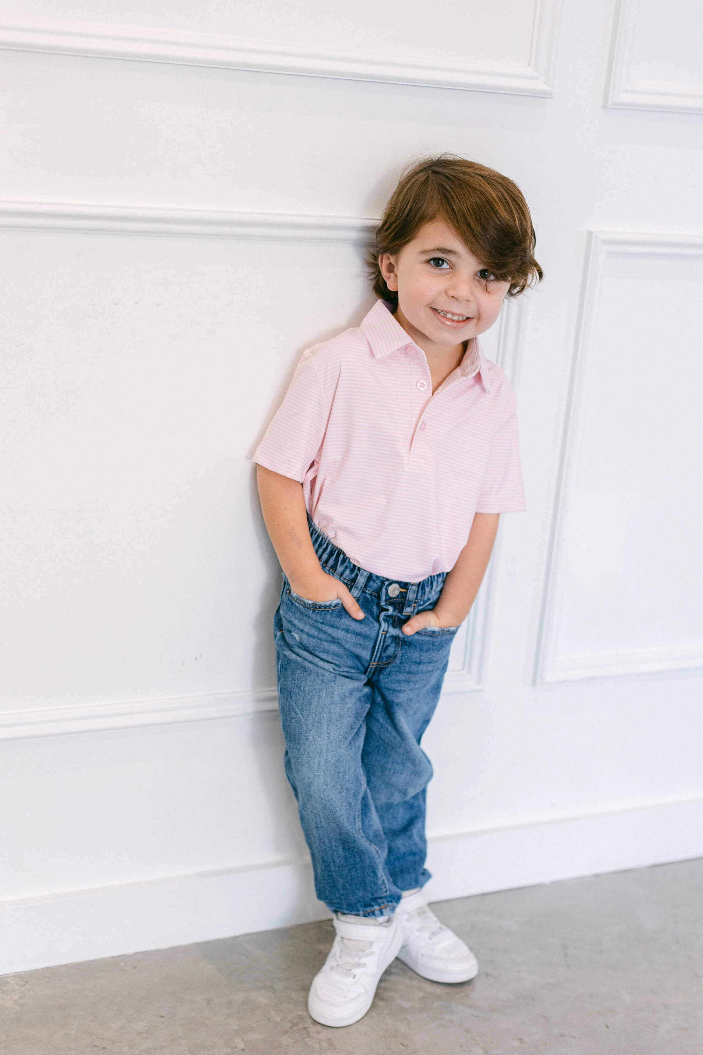 Pink Stripe Boys' Polo (FINAL SALE) | Poppy Kids Co