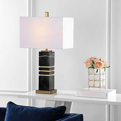 SAFAVIEH Lighting Collection Jaxton Modern Black/ Gold Marble 28-inch Bedroom Living Room Home Of... | Amazon (US)