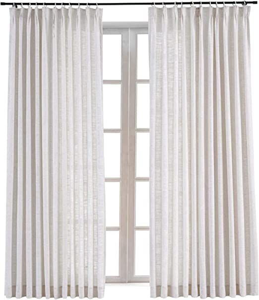 TWOPAGES 100 W x 84 L inch Pinch Pleat Darkening Drapes Faux Linen Curtains Drapery Panel for Liv... | Amazon (US)