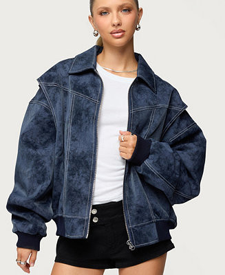 Women's Ownley Oversized Faux Leather Bomber Jacket | Macy's