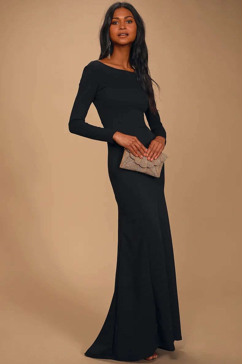 Wait For Me Black Long Sleeve Maxi Dress | Lulus (US)