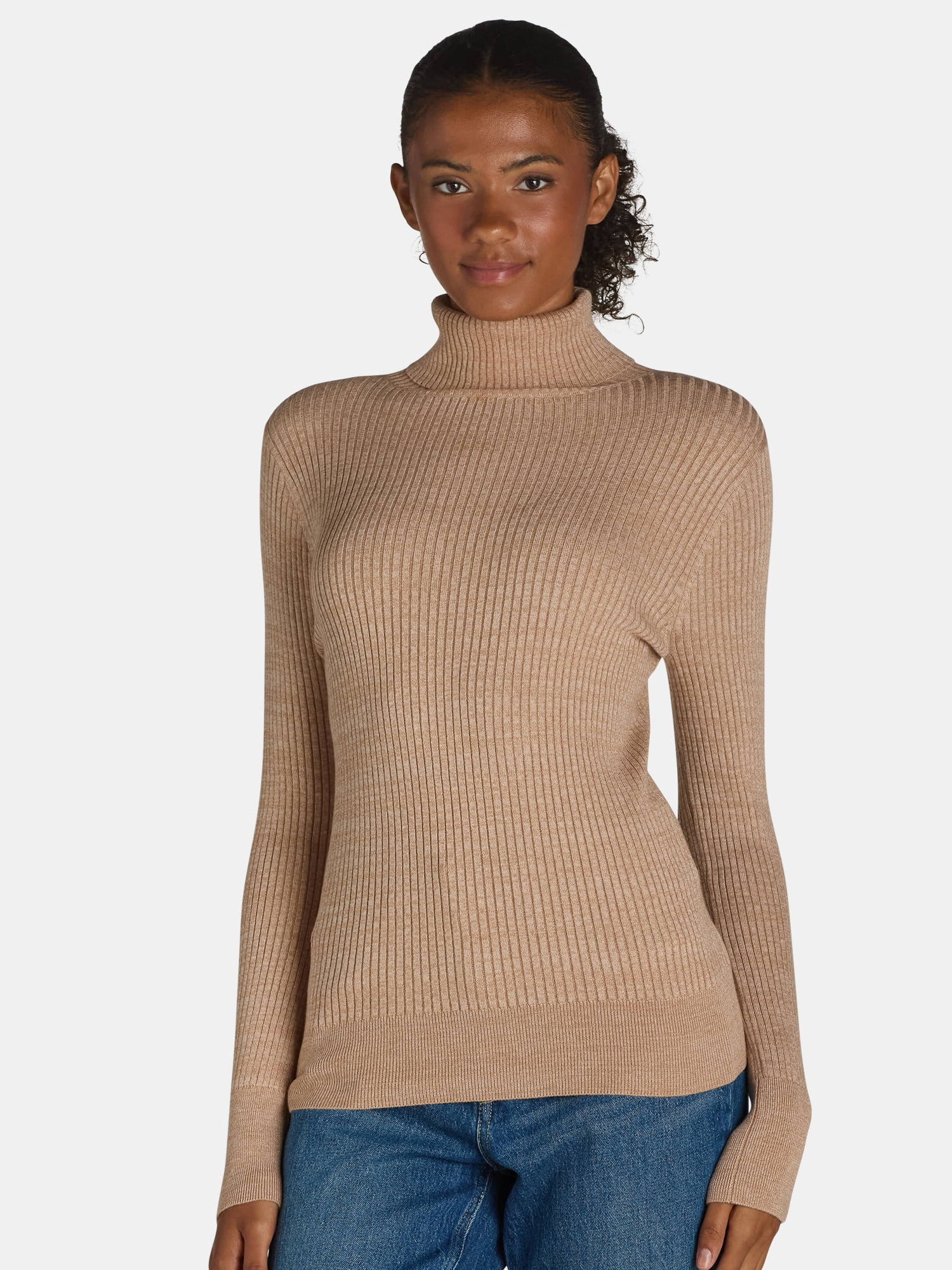 Time and Tru Women's Rib Turtleneck Sweater, Lightweight, Size XS-XXXL | Walmart (US)
