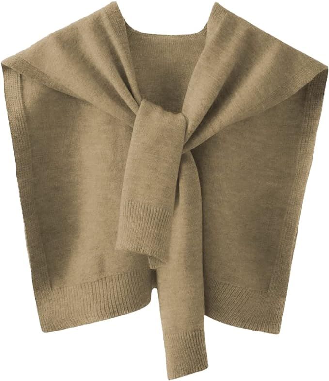PAODIKUAI Women's Shawl Casual Solid Color Fake Sweater Cape Shoulder Fashion Wrap | Amazon (US)