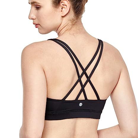 CRZ YOGA Strappy Sports Bras for Women Padded Activewear Support Workout Clothes Yoga Bra Top | Amazon (US)