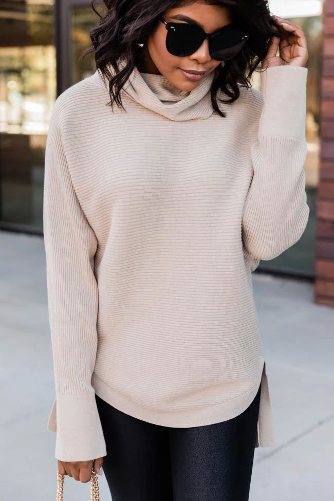 Destined For Success Taupe Sweater | The Pink Lily Boutique