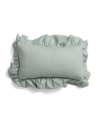 9X16 Newport Striped Ruffle Pillow, Cotton/Polyester | TJ Maxx