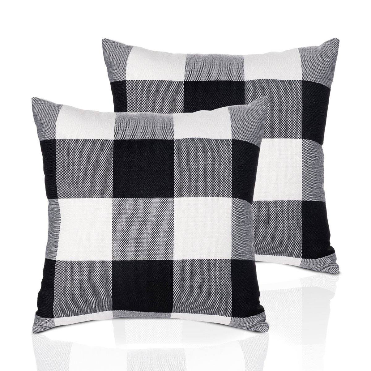 Set of 2 Farmhouse Buffalo Check Plaid Throw Pillow Covers Cushion Case Linen for Christmas Home ... | Walmart (US)