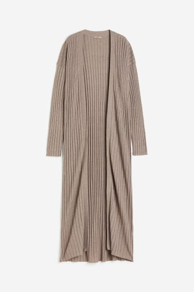 Long rib-knit cardigan  - Beige - Ladies | H&M US | H&M (US + CA)