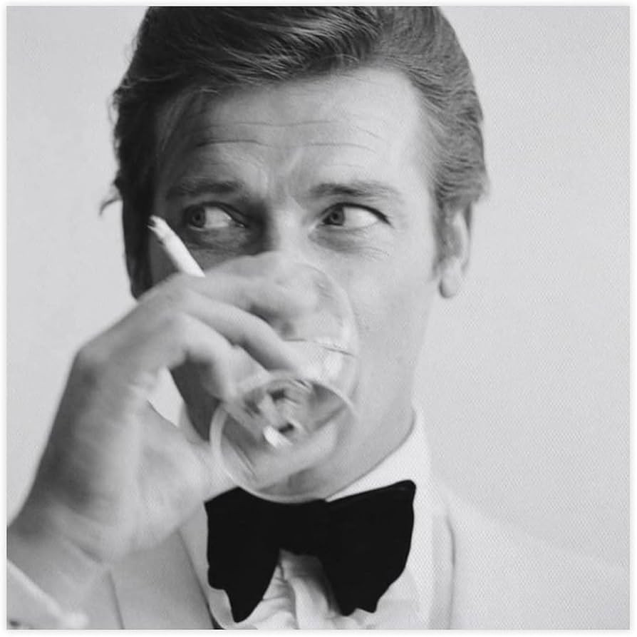 TYPOART Vintage Poster Roger Moore Shaken Not Stirred Poster Print Black And White Canvas Posters... | Amazon (US)