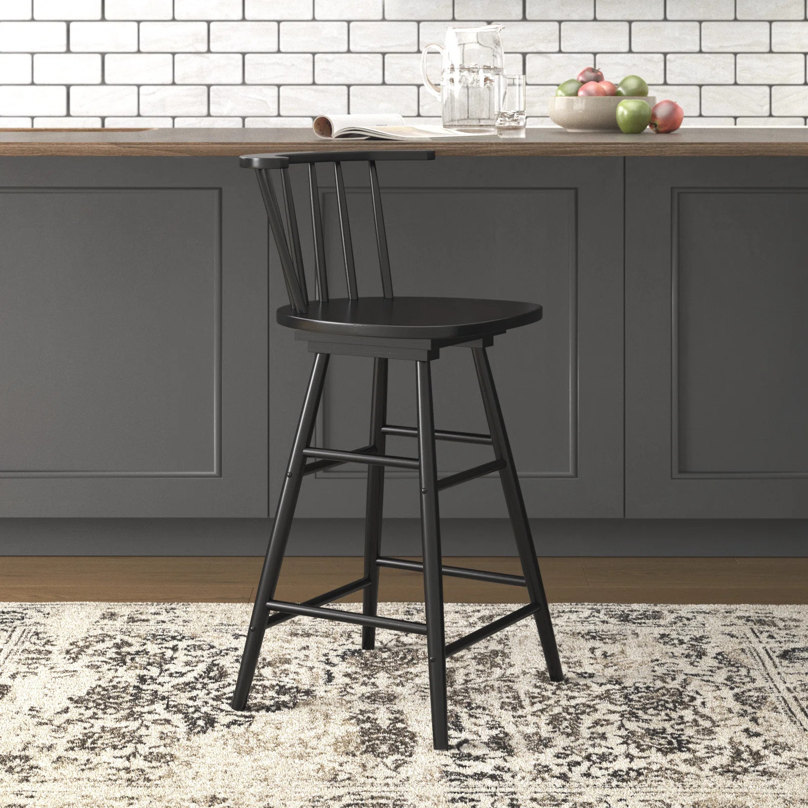 Swivel Counter Stool with Solid Wood Frame | Wayfair North America