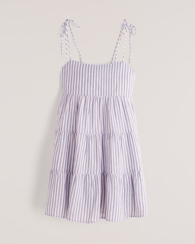 Tie-Strap Tiered Mini Dress | Abercrombie & Fitch (US)