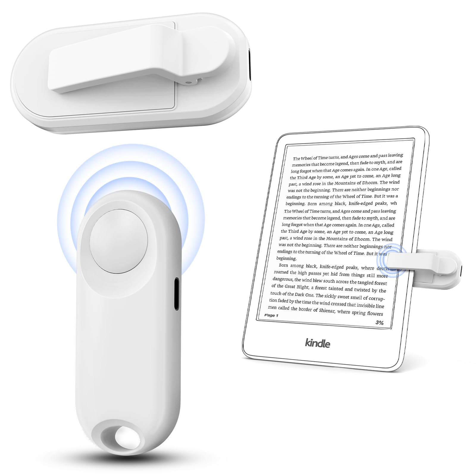 RF Remote Control Page Turner for Kindle Paperwhite,Kindle Accessories Remote Photo and Video for E-Book iPhone iPad Android Tablets Reading Novels Comics Remote Control Extenders(White) | Amazon (US)