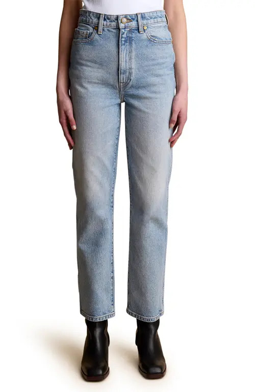 Khaite Abigail Crop Straight Leg Jeans in Bryce Stretch at Nordstrom, Size 30 | Nordstrom