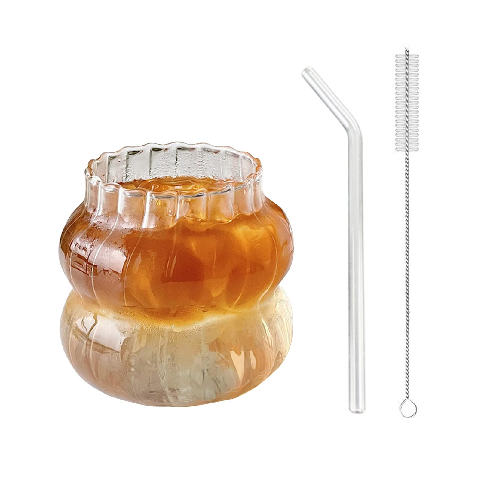 Maritown Iced Coffee Cup with Straw 13.8 oz Glass Clear Coffee Mug with Glass Straw and Straw Cle... | Amazon (US)