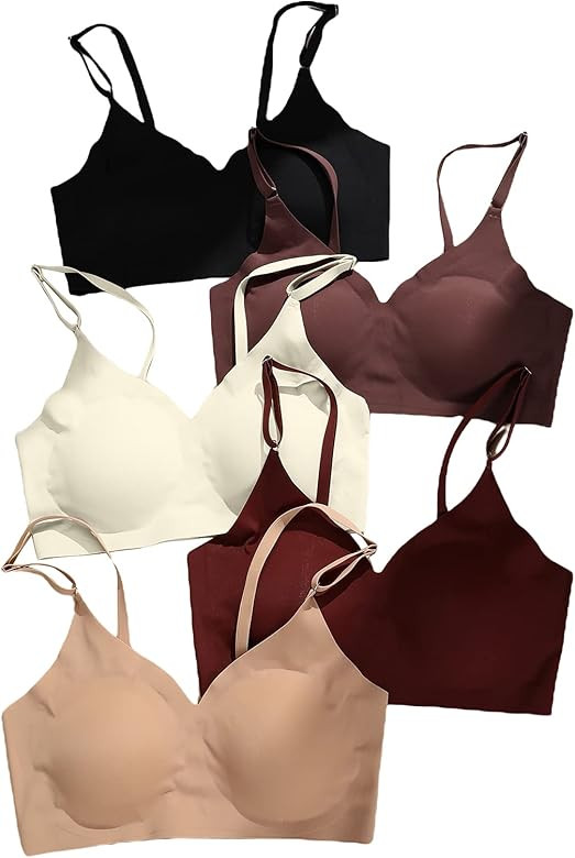 Verdusa Women's 5Pack Padded Seamless Bralettes Bra Camisole Top | Amazon (US)