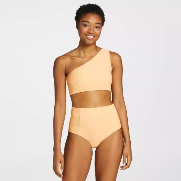 CALIA Women's Ribbed Minimal One Shoulder Swim Top | CALIA | CALIA