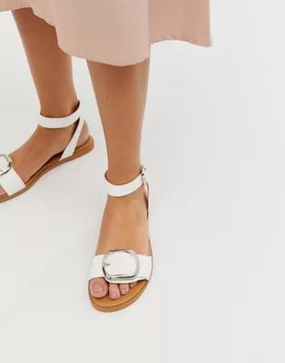 ASOS DESIGN Flora flat sandals in white | ASOS (Global)