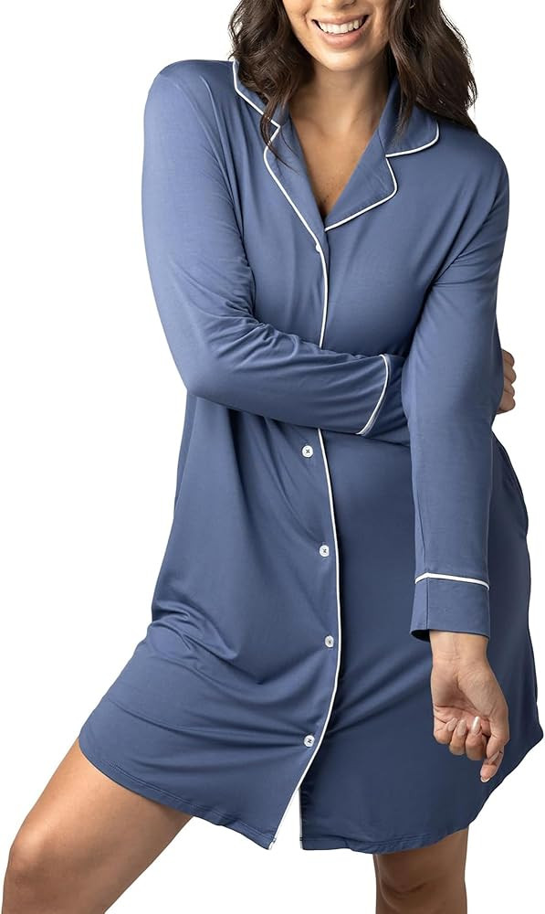 Kindred Bravely Clea Maternity Nightgown, Long Sleeve Postpartum Pajamas and Button Down Nursing ... | Amazon (US)