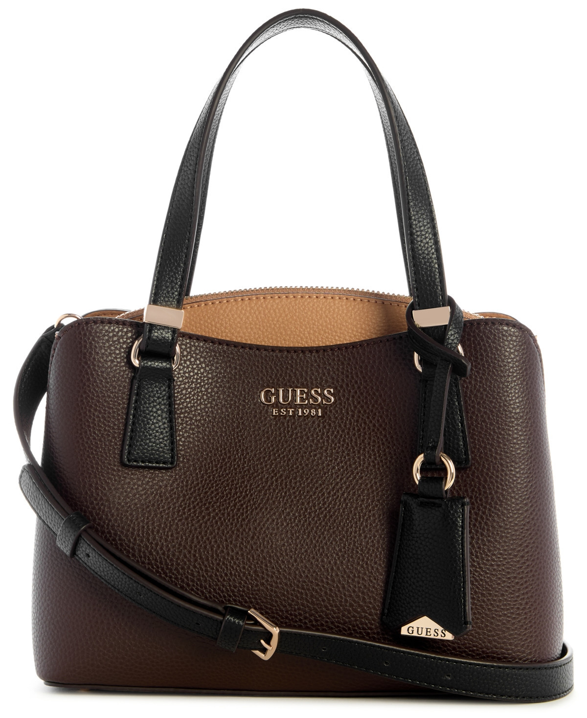 Guess Lyndi Small Girlfriend Satchel Bag - Brown | Macy's