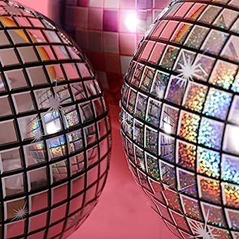 24 Pack 22 Inch Disco Ball Balloon Silver laser 4D Large Inflatable Sphere Aluminum Foil Balloon Sil | Amazon (US)