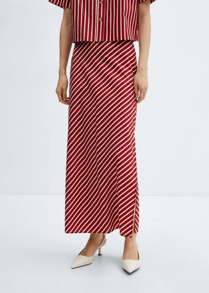 Slit striped skirt -  Women | Mango USA | MANGO (US)