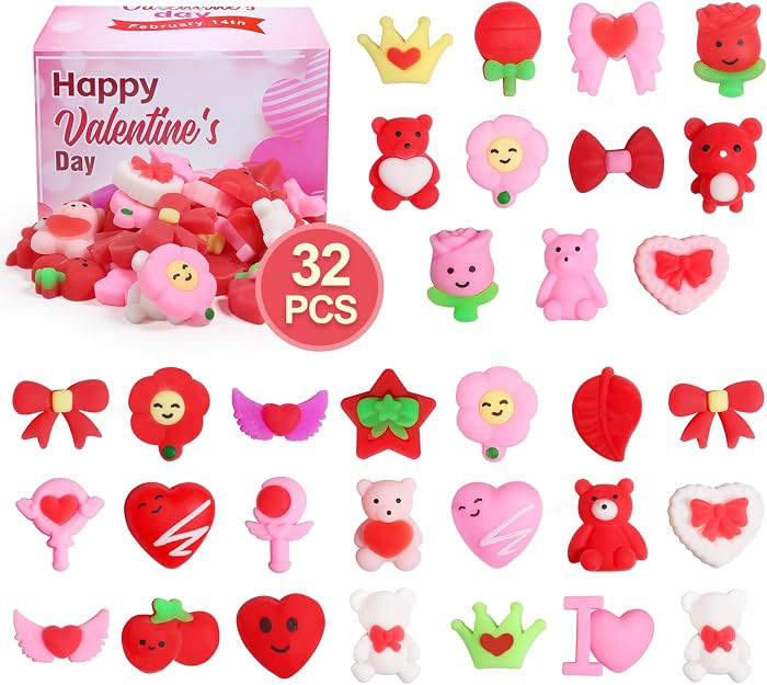 32 Pack Squishies Toys Valentines Day Mochi Squishy Kawaii Squishys Slow Rising Valentines Day Gi... | Amazon (US)