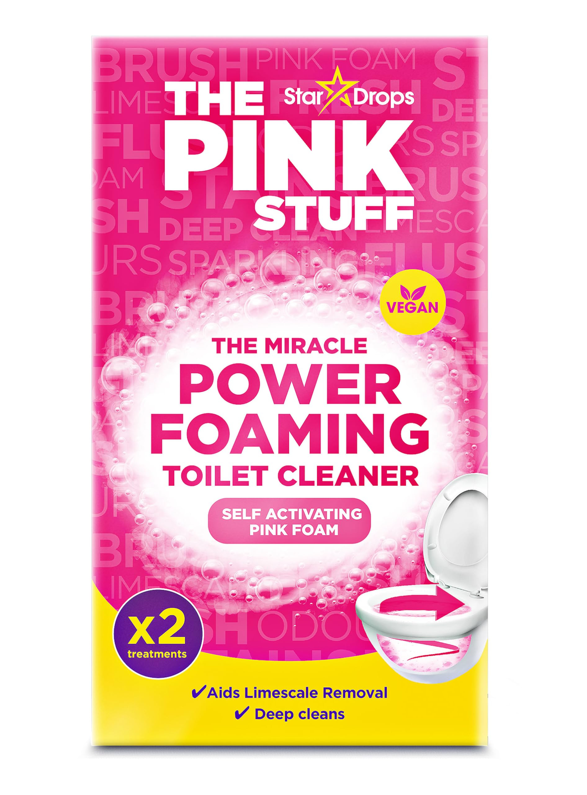Stardrops - The Pink Stuff - The Miracle Power Foaming Toilet Cleaner - 2 Treatments - Self Activ... | Amazon (US)