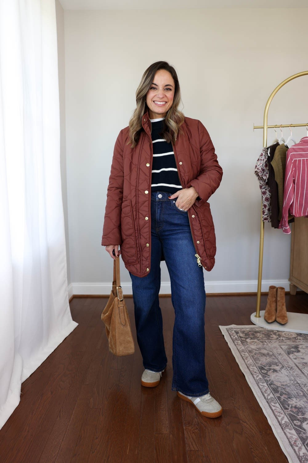 Taking a look back at my most worn wardrobe staples from last year to help you build a good foundation for your wardrobe this year! 

I loved wearing this quilted jacket from Quince last year. I wear it in xs and it has a slightly oversized fit (I wear the sleeves cuffed under). My favorite pair is the color! 

Jacket: xs in redwood brown 
Navy sweater: xs 
White top: petite xs 
Jeans: 24 short (10” rise, 28” inseam)

#LTKPetite