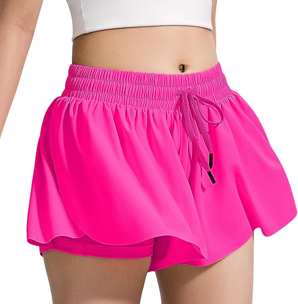 BOOPH Girls Flowy Shorts Athletic Butterfly Shorts with Inner Pockets 2-in-1 for Girls Running Te... | Amazon (US)