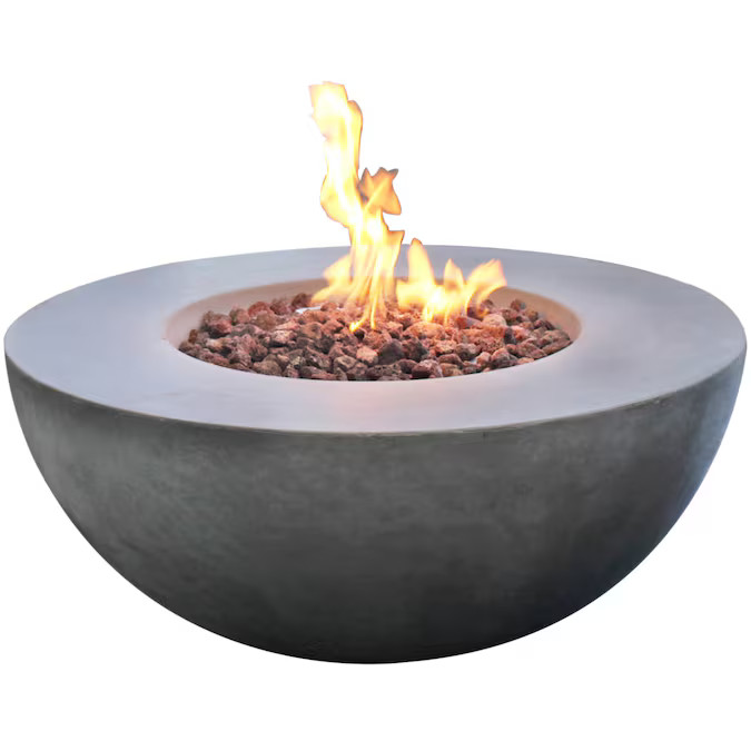 Elementi Roca 34-in W 50000-BTU Grey Concrete Tabletop Concrete Natural Gas Fire Pit Lowes.com | Lowe's