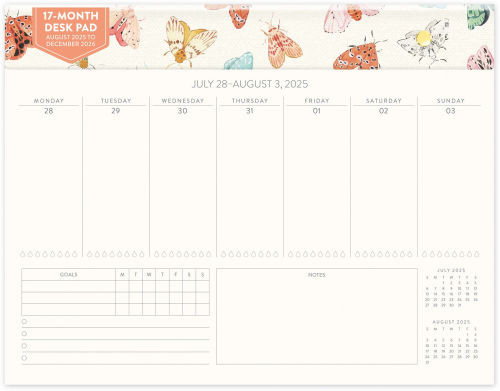 2025-2026 Nocturnal Flutters Weekly Desk Calendar 17m Exclusive | Barnes & Noble