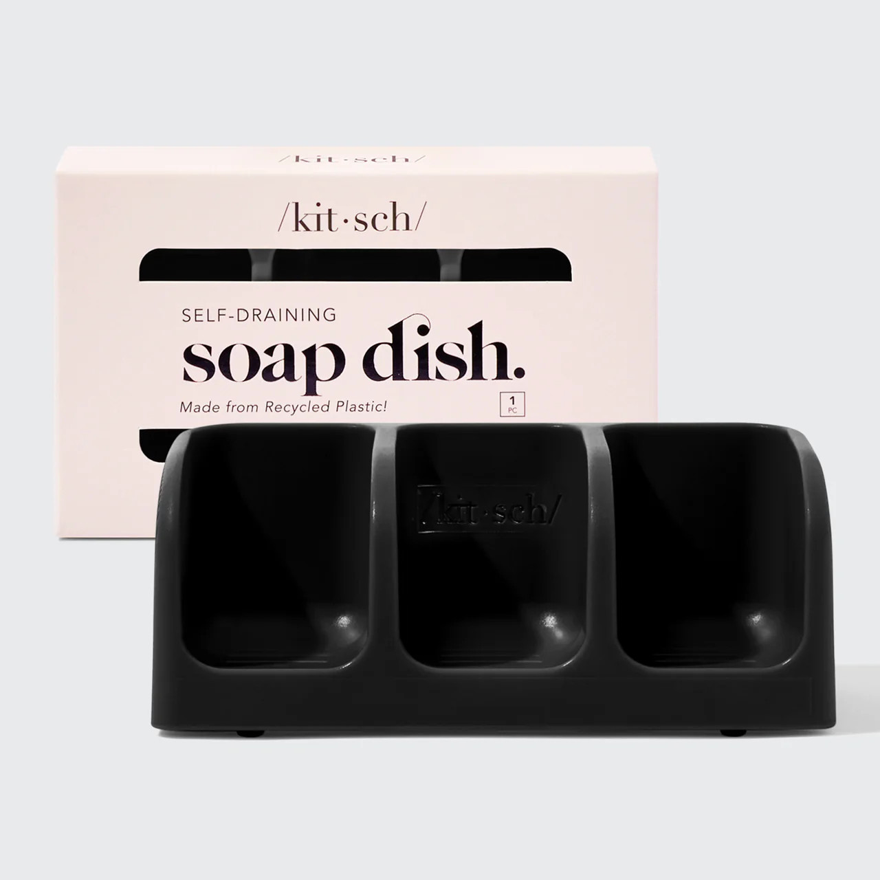 Self-Draining Soap Dish - Black | Kitsch