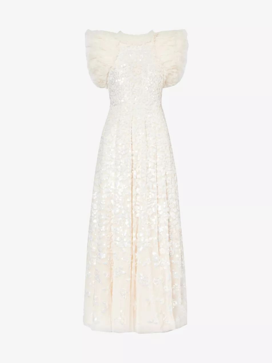 Rose sequin-embellished recycled-polyester maxi dress | Selfridges