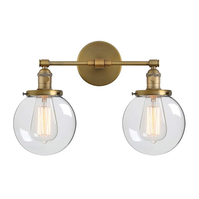 Phansthy Double Sconce Vintage Industrial 2-Light Wall Light with 5.9 Inches Clear Glass Canopy(A... | Amazon (US)