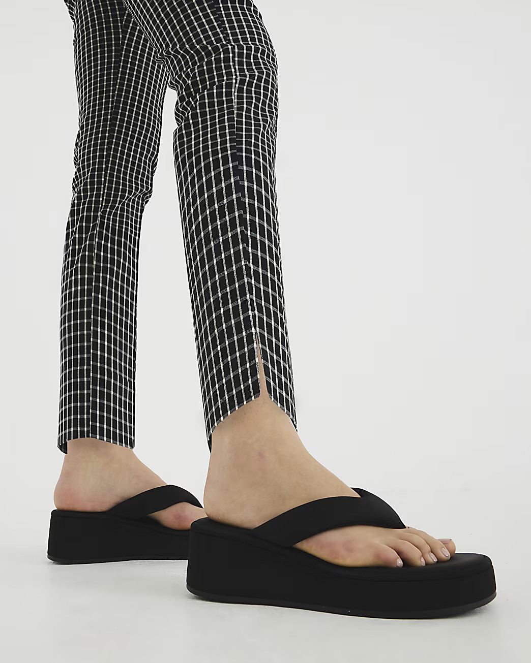 Black Toe Thong Wedge Sandals | River Island UK & IE