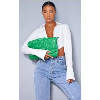 Bright Green Pu Diagonal Ruched Clutch | PrettyLittleThing UK