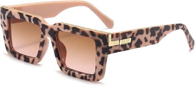JOVAKIT Trendy Square Sunglasses for Men Women Fashion Black Gold Border Frame Luxury Designer Su... | Amazon (US)