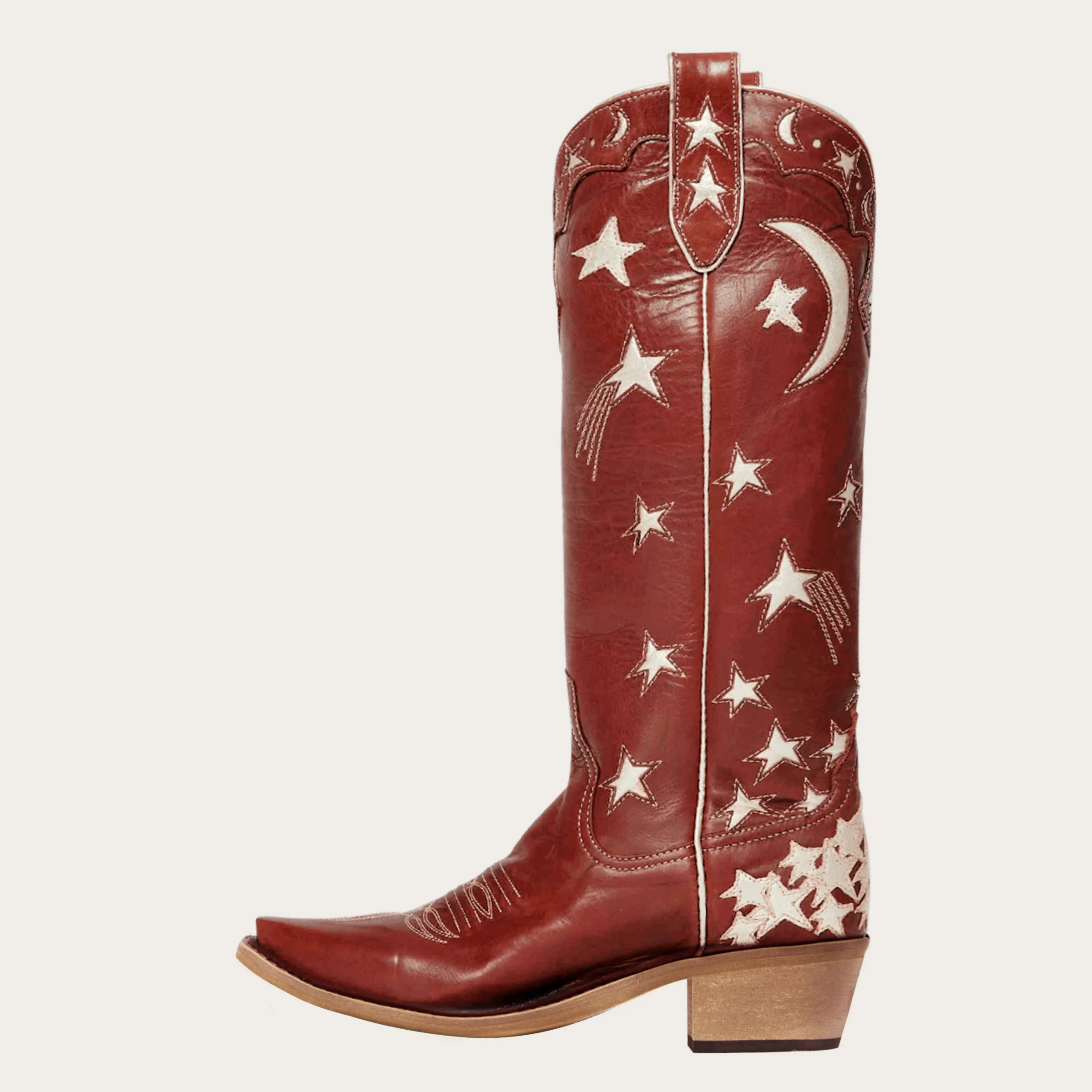 Red Celestial-Themed Snip Toe Cowgirl Boots | REDTOP