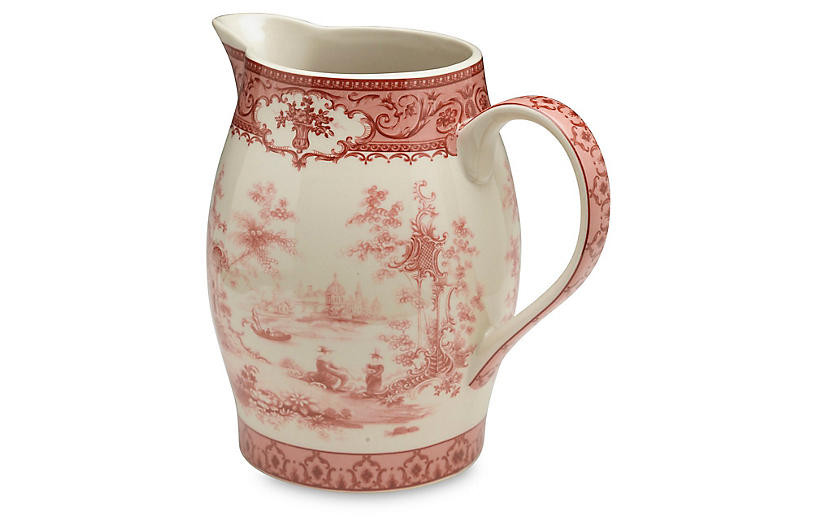 Chinoiserie Lake Decorative Pitcher, Red | One Kings Lane