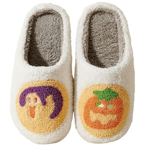 DakinFu Halloween Cookie Slippers For Women's And Men's Spooky Slippers Christmas Slippers Comfortable Fluffy Plush Slip-On Memory Foam House Slippers Cookie 37-38 | Amazon (US)