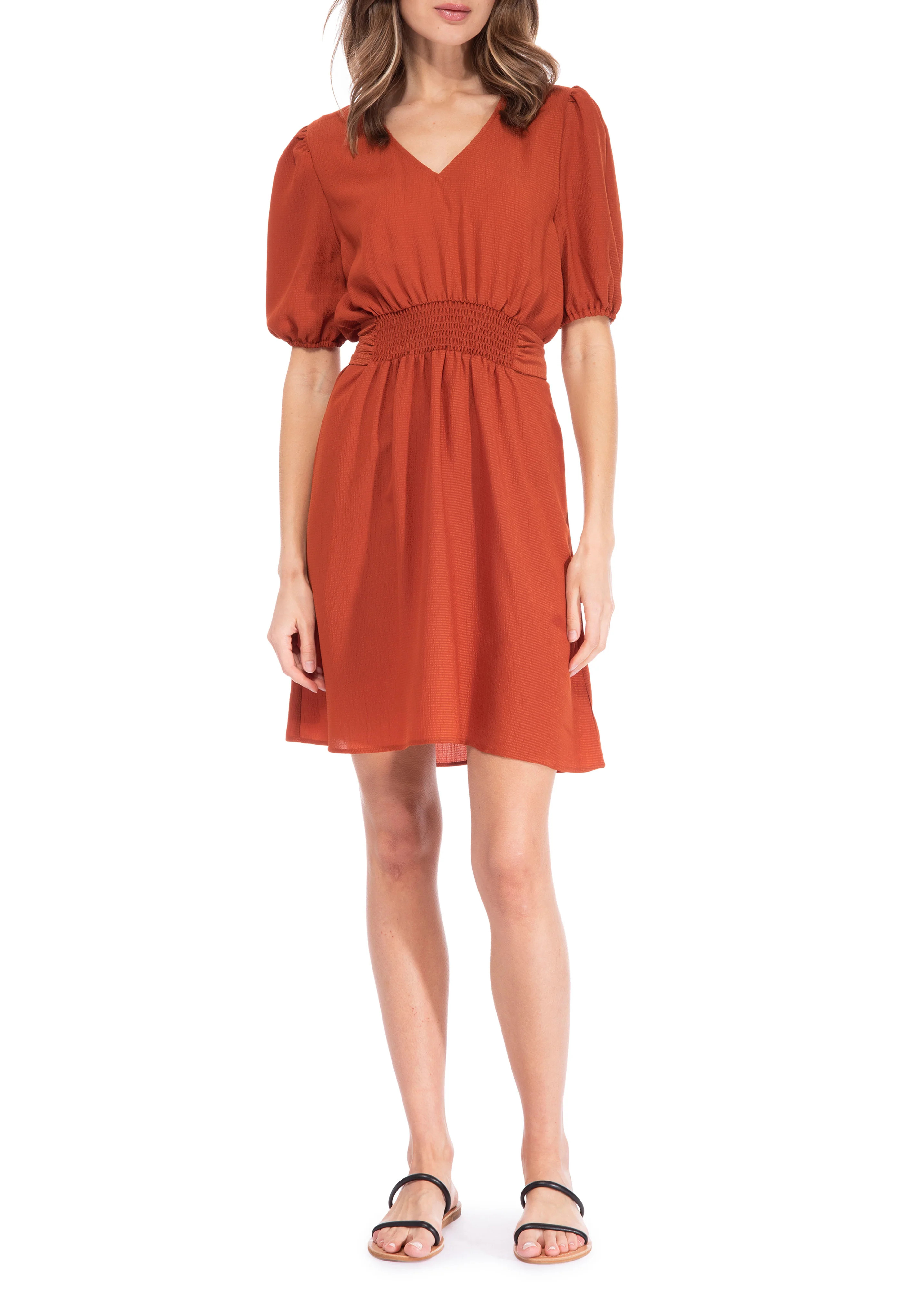 Pat Smocked Tie Back V-neck Dress | Bobeau