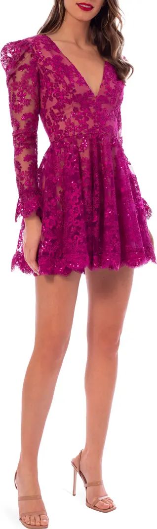 HELSI Lily Embroidered Sequin Long Sleeve Minidress | Nordstrom | Nordstrom