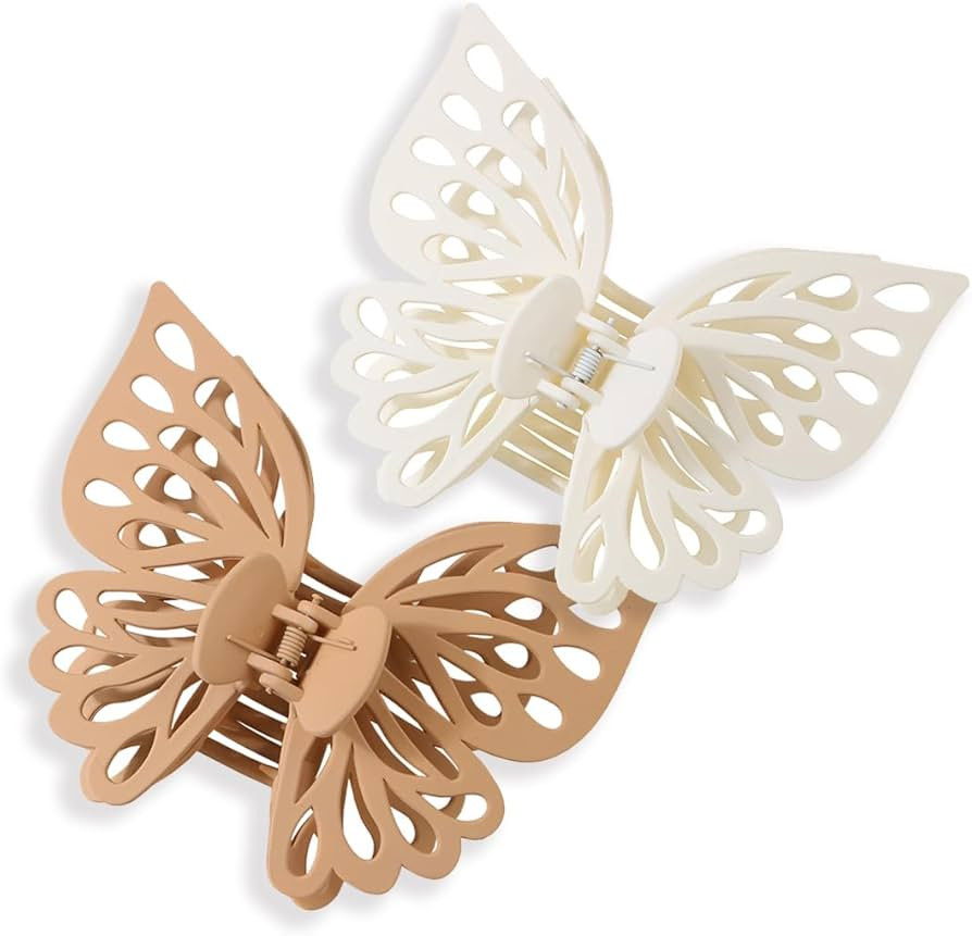 Large Hollow Out Butterfly Hair Claw Clips for Women Non-Slip Hair Catch Barrettes Clamps for Thi... | Amazon (US)