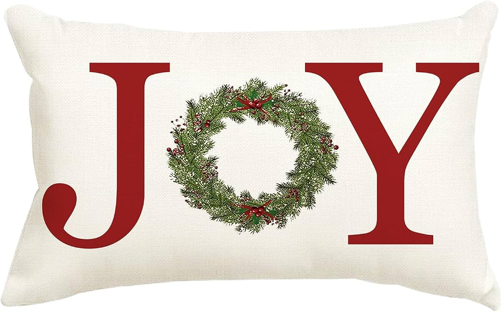 ADFLOOD Christmas Pillow Covers 12X20 Joy Christmas Garland Decorative Throw Pillows Decoration H... | Amazon (US)