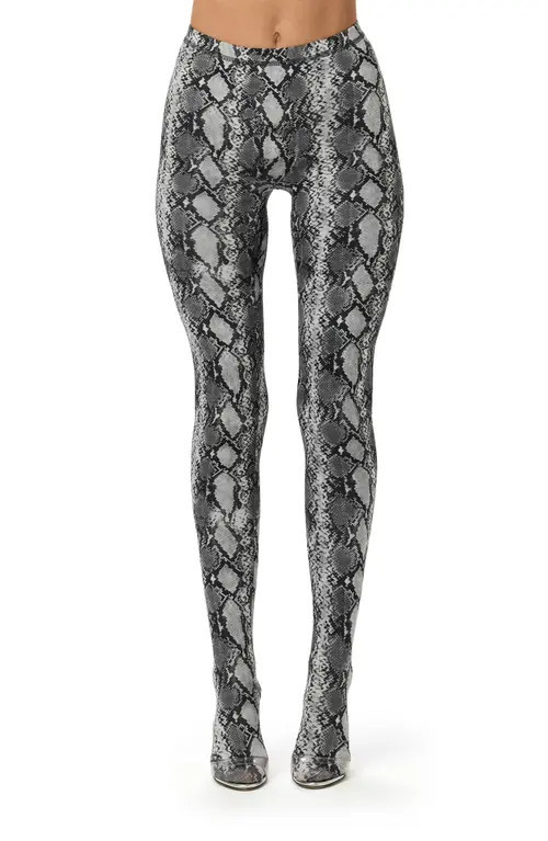 Naked Wardrobe Print Toe Leggings in Grey Snakeskin at Nordstrom, Size Small | Nordstrom